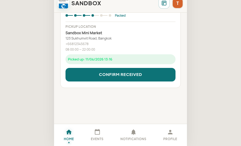 Member confirming they received the order